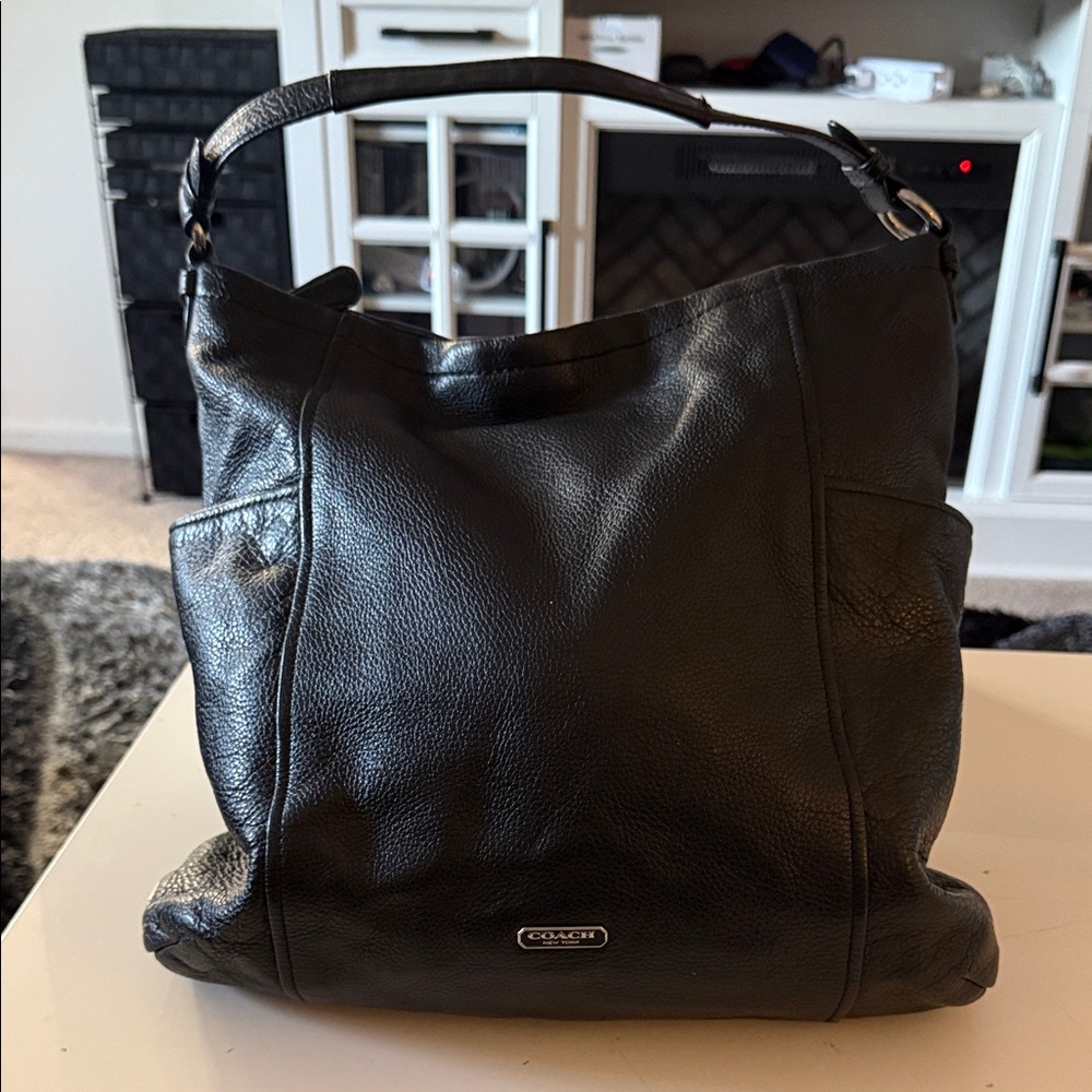 Coach Black Leather Hobo Bag